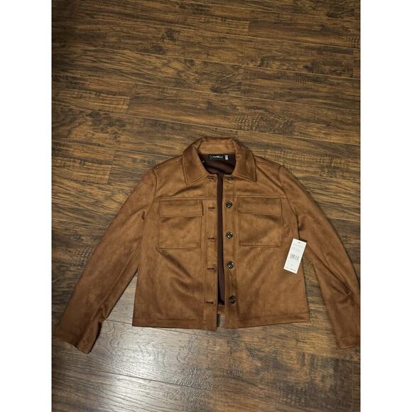 Rafaella Jackets & Blazers - Rafaella Tan Faux Suede Blazer Long Sleeve Jacket Pockets Women's S
